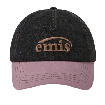 韓國 emis WASHED DENIM BALL CAP 水洗丹寧棒球帽 灰粉GRAYPINK