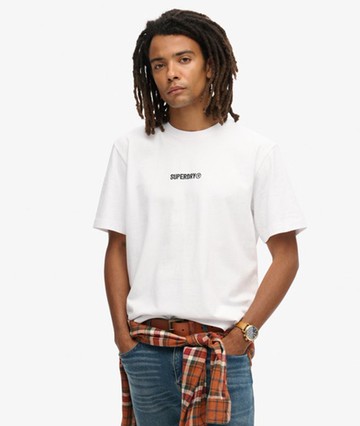 Superdry Men's Micro Logo Graphic Loose T-shirt White Size: M
