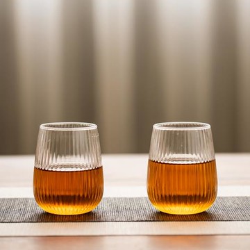 日式高顏值條紋玻璃杯子水杯子ins風 男女個人杯花果茶杯專用喝水