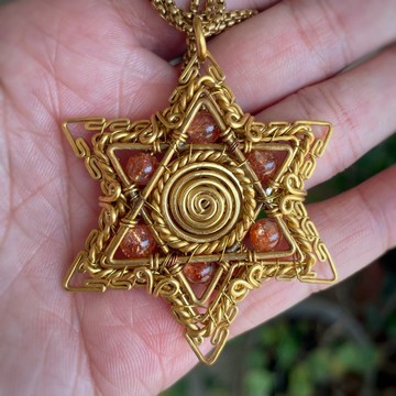 黃銅六芒星項鏈 金屬編織 手工製作