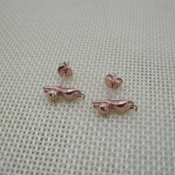 玫瑰金純銀耳環耳飾-時尚流行個性狐狸情人節生日禮物女飾品73jf74【獨家進口】【米蘭精品】