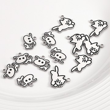 宏雲Hongyun- Jy-拋光小狗小貓吊墜不鏽鋼diy飾品 製作項鍊手鍊時尚可愛掛件配飾墜