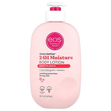 EOS, Shea Better™，24 小時保濕身體乳，茉莉桃香，16 液量盎司（473 毫升）