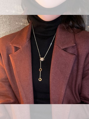 雙排鋯石小蠻腰項鏈輕奢小眾高級感鎖骨鏈年新款潮網紅毛衣鏈