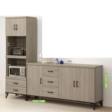 AS DESIGN雅司家具-元里7.3尺L型碗櫃組-221.1*39.4*185cm