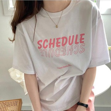 上衣 短袖T 基本款 M-2XL新款短袖t卹女潮字母印花閨蜜裝白色衣服半袖寬鬆灰色上衣6501胖胖美依