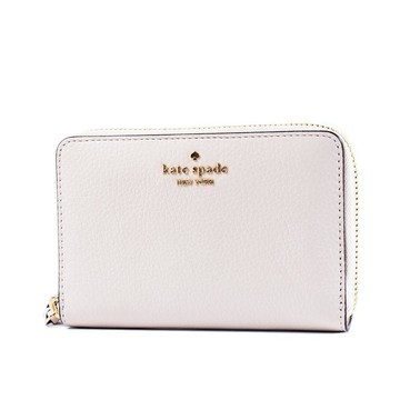 KATE SPADE Knott 鵝卵石紋拉鍊中夾-奶白