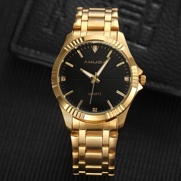 美琪 (簡約時尚)爆款금金色手錶男鋼帶錶운동運動手錶石英錶