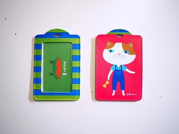 E*group 卡套 花喵桃紅    悠遊卡套  識別證套  行李吊牌