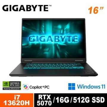 GIGABYTE 技嘉16吋 i7-13620H RTX5070 電競筆電 (A16 CWHI3TW893SH/16G/512G/Win11H)