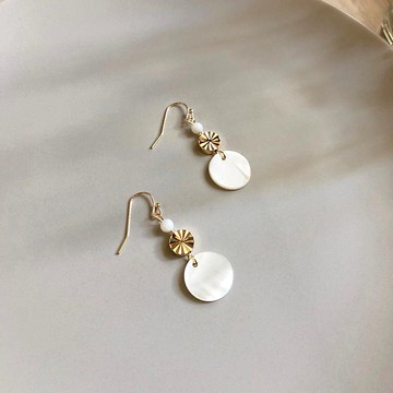 光與影 厚鍍14K金 貝殼耳環