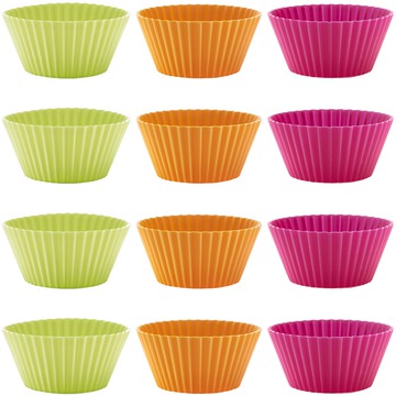 LeKue 三色瑪芬烤杯12件組  綠色 + 橘色 + 桃色  12個