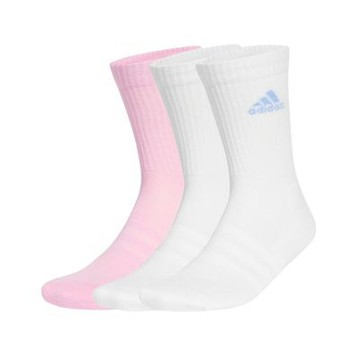 adidas 休閒襪 Cushioned Amorti 白 粉紅 襪子 長襪 中筒 愛迪達 3雙入 JC9382