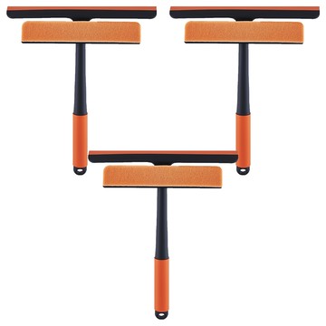 3合1玻璃紗窗清潔刷 橙色 3個 桿型設計 輕鬆清潔高處