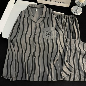 秋冬男款睡衣男士春秋款秋季長袖長褲家居服男式季薄款青年套裝男鑫弘-衣錦男裝