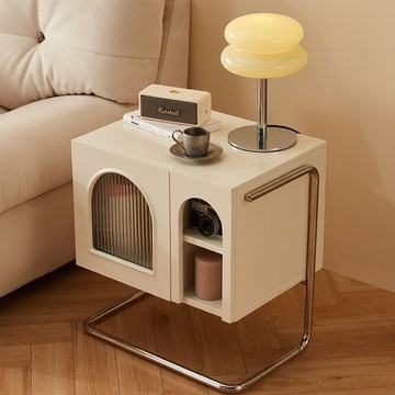 公司貨 超低價 法式奶油實木置物架床頭櫃現代臥室簡約收納床頭白色多功能儲物櫃 快速發貨