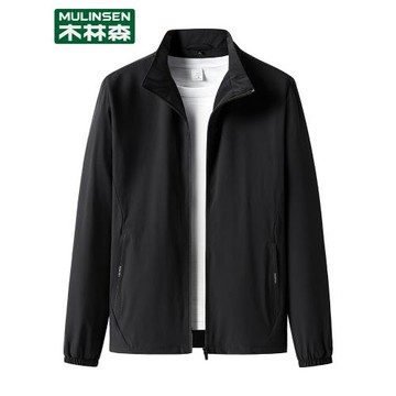 木林森男士高端外套春秋款立領休閑大碼教練服商務行政寬松夾克男