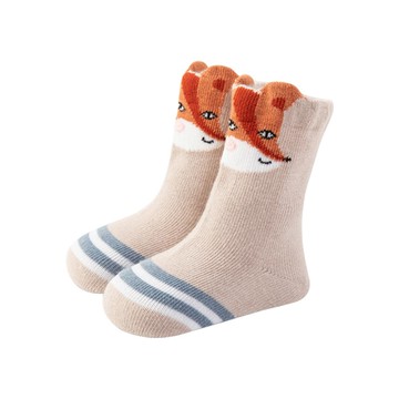 JoyNa - 3雙入-立體耳朵踝襪 童襪(底部止滑)-卡其狐狸+隨機2雙