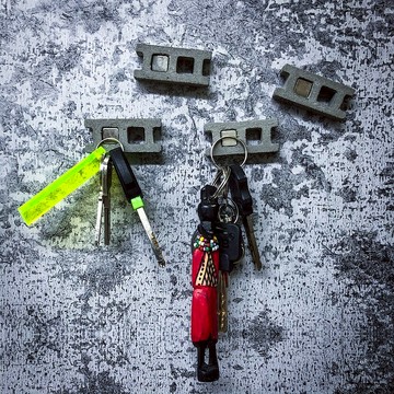 水泥製空心磚造型磁鐵組 鑰匙 文具 必備