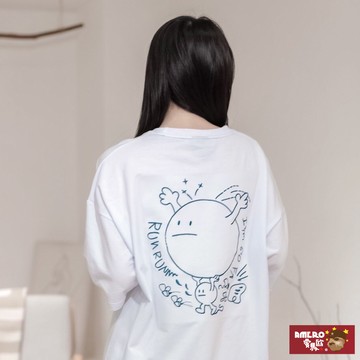 【AMERO】男裝 女裝 圓領 T恤 電繡圓球印花 寬鬆 落肩 情侶裝