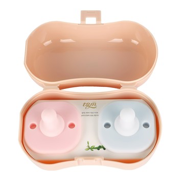 tgm Nature 矽膠安撫奶嘴組+收納盒 小熊造型設計  0個月以上  灰藍色 + 亮粉色  1組