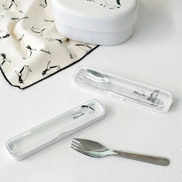 Blanche. 湯叉匙&餐具盒組 湯匙 叉子 攜帶 兒童 學校 用餐 時尚 可愛 禮物 野餐 日本製