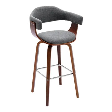 E-home Nelly 奈莉 布面曲木可旋轉固定吧檯椅 TFC130A-gry 坐高71cm 49.5 x 48 x 97cm  灰色  1個