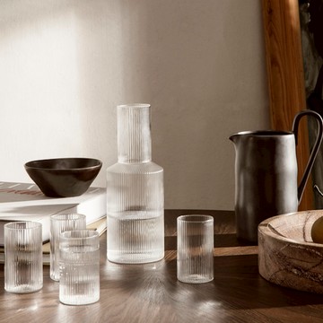 丹麥 Ferm Living RIPPLE 波紋水瓶 透明