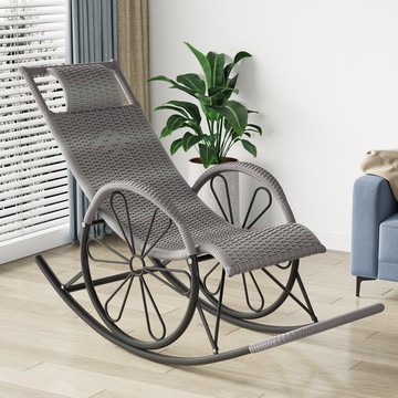 陽臺家用躺椅休閑懶人午休逍遙成人大人客廳午睡老人搖椅藤椅搖搖[010209DD]