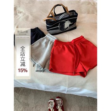 EKOOL 冰感空氣層灰色運動短褲女夏季寬松百搭顯瘦三分休閑闊腿褲