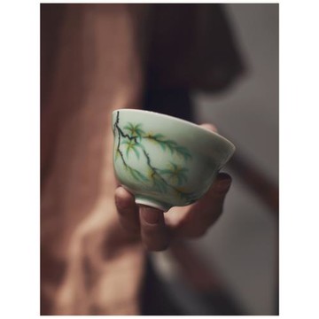 |勿念|《八月桂花》豆青葫蘆主人杯 單杯 納福 陶瓷梅子青 茶杯