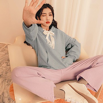 玩轉百tee．不對稱下襬內刷毛連帽大學T-OB大尺碼