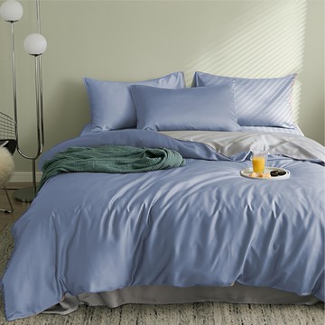 夢之語 60支純天絲床包枕套三件組 雙人 星辰藍紫  床包+美式信封枕*2  床包150 x 186cm + 美式信封枕45 x 75cm