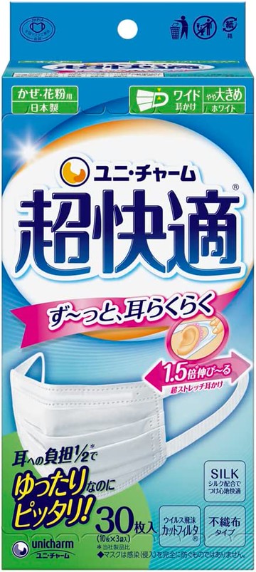 Uni -charm super comfortable mask pleat type or slightly larger 30 pieces