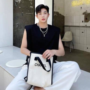 夏季ins網紅小眾墊肩無袖背心男設計感韓版百搭痞帥打底衫坎肩潮