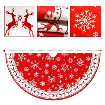 摩達客 紅白麋鹿雪花 17號聖誕樹裙90cm 聖誕樹裝飾底墊