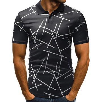 FINDSENSE H1 2018  新款 夏 男 薄款  幾何圖案  舒適透氣 短袖POLO衫 休閒運動T恤  潮上衣