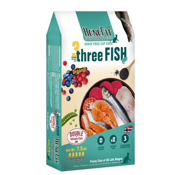 Benefit 2包超值組 無穀貓糧 7.5kg(鮭魚+鯡魚+鱈魚)