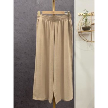 舒適好穿～時尚闊腿褲寬腿褲女士松緊腰寬松大版夏季薄款褲子媽媽