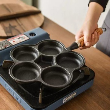 煎蛋鍋鑄鐵c五孔蛋餃鍋加深雞蛋漢堡機模具早餐不沾平底鍋煎蛋神