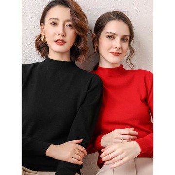 高級感半高領打底衫女寬松薄款春秋冬內搭上衣針織軟糯衫中領毛衣