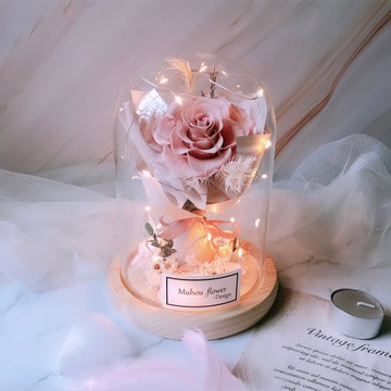 玻璃罩 永生花束 客製化刻字  客製化禮物 情人節禮盒