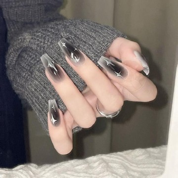 🤩加一精品💘暗黑風腮黑手工定製美甲成品拍照穿戴甲可拆卸假指甲貼片防水