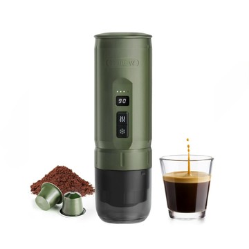 HiBREW H4C 攜帶式咖啡機_經典版 便攜式電動咖啡機 義式濃縮咖啡機 膠囊咖啡機(黑/軍綠/櫻花粉/珍珠白)