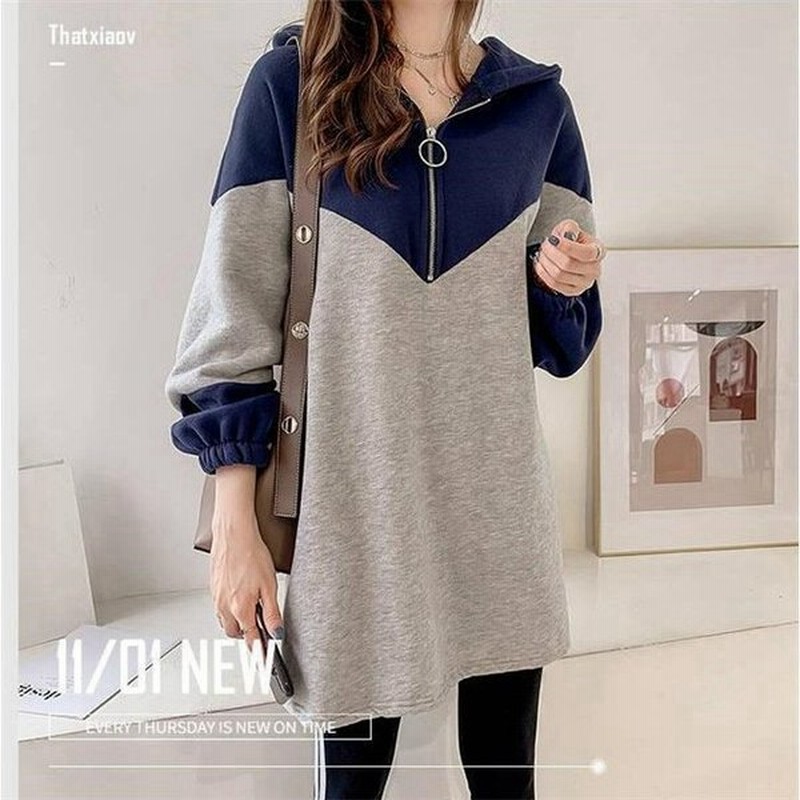 パーカー レディース トレーナー フード付き 切替 トップス ゆる 体型カバー 通販 Lineポイント最大0 5 Get Lineショッピング