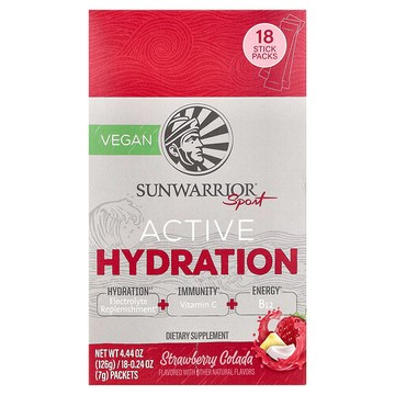 Sunwarrior, 運動，活性補水，草莓科拉達，18 包，每包 0.24 盎司（7 克）