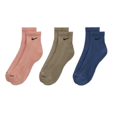 Nike SS22 Quick Dry Breathable Sports Unisex 3 Pairs Pink / Gray / Blue Socks