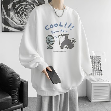 【隔日到貨】重磅420g純棉大學t男 創意動漫貓咪衛衣 寬鬆大學t 落肩 oversize 無帽衛衣 刷毛大學t 上衣男