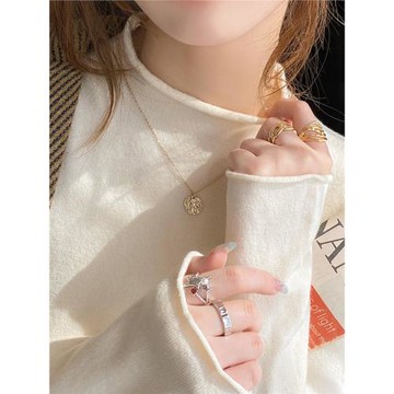 半高領內搭毛衣打底衫女春秋時尚洋氣百搭修身長袖中領針織衫上衣