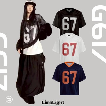 ☆LimeLight☆ G617 67 洞洞 網狀 數字 球衣 美式 線條 短T 世足 廣州連線 G6-002